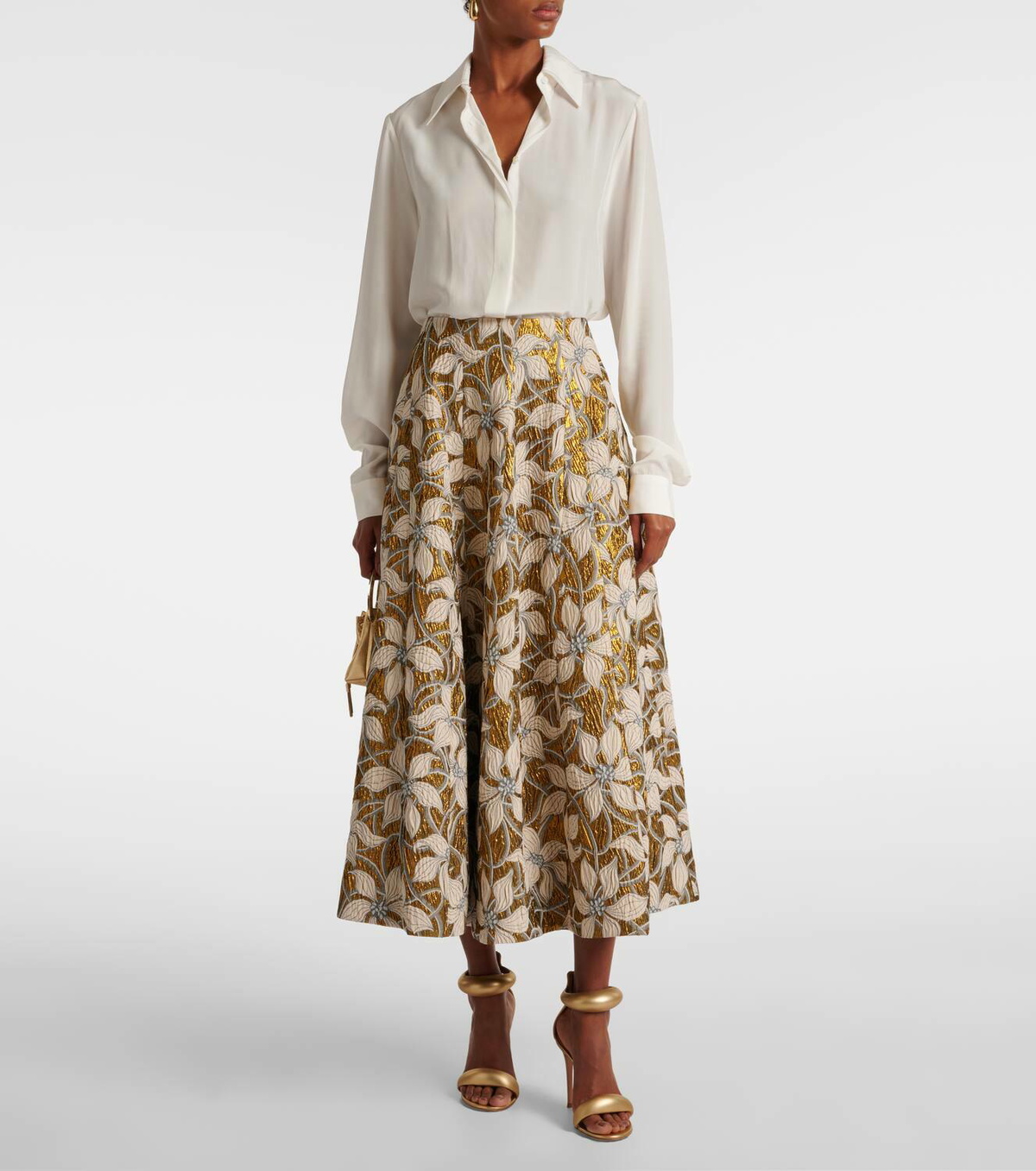 Markarian Marjorie floral brocade midi skirt