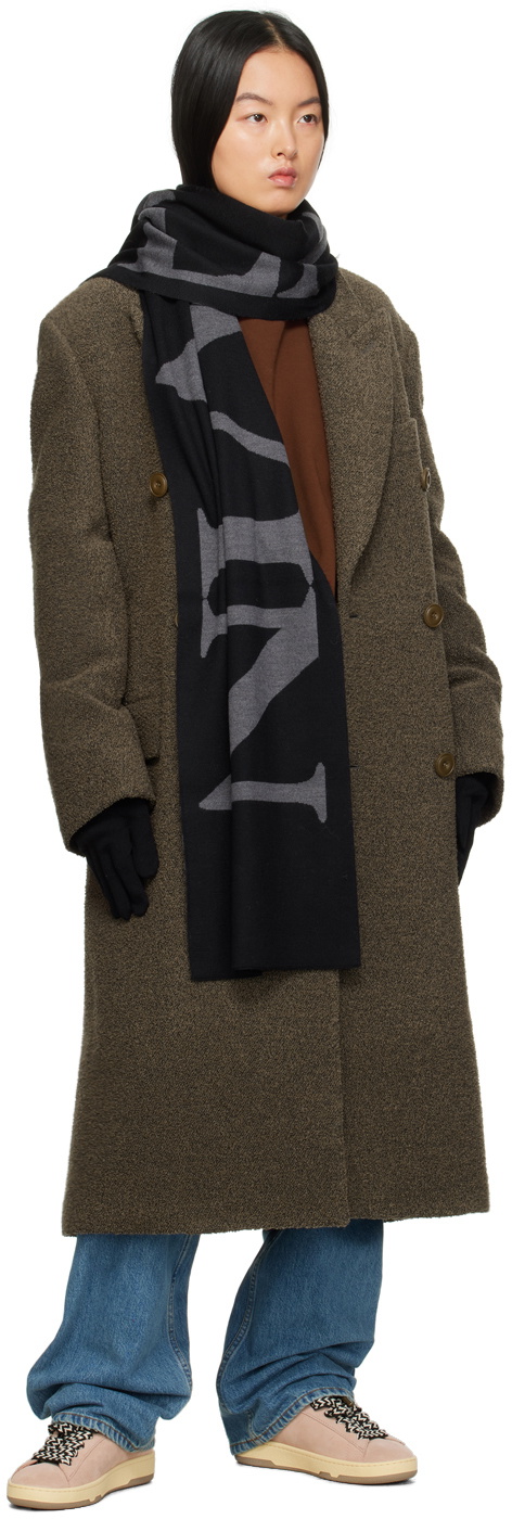 Lanvin Black Embroidered Gloves