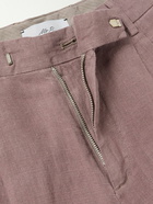 Mr P. - Steve Tapered Pleated Organic Cotton and Linen-Blend Trousers - Pink