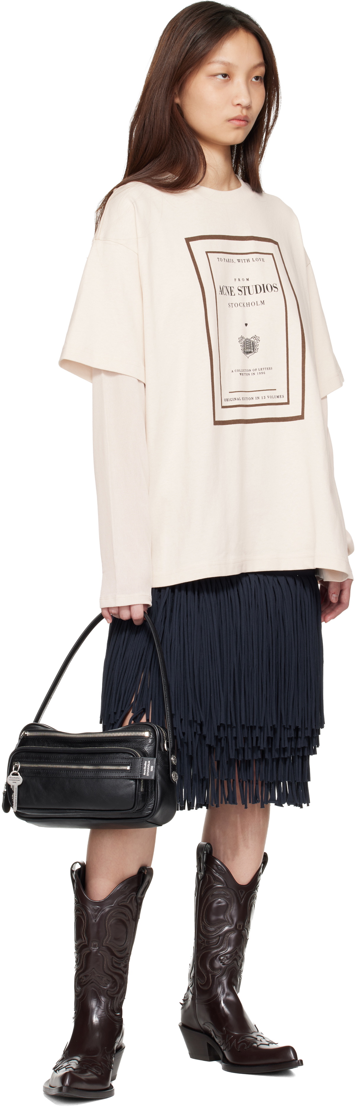 Acne Studios Beige Layered Graphic T-shirt