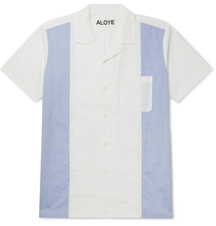Photo: Aloye - Camp-Collar Colour-Block Cotton Shirt - White