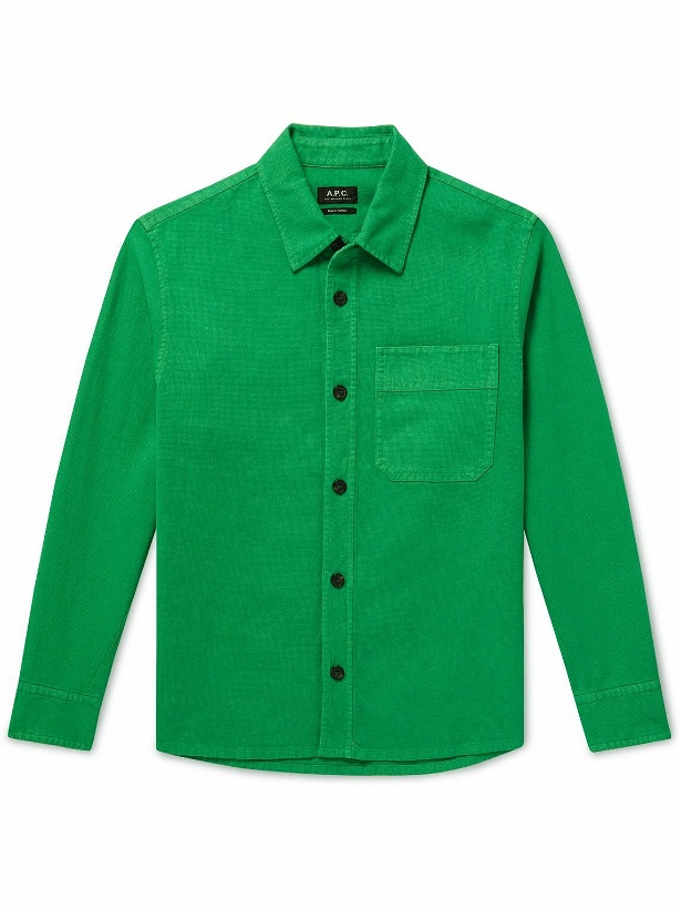 Photo: A.P.C. - Basile Slim-Fit Cotton and Linen-Blend Overshirt - Green