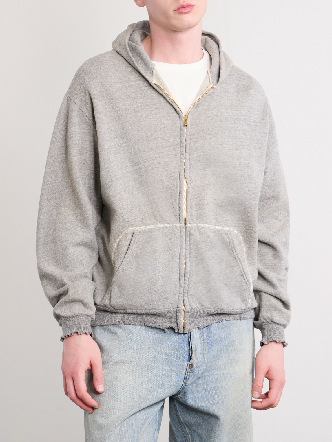 A.PRESSE - Cotton-Jersey Zip-Up Hoodie - Gray