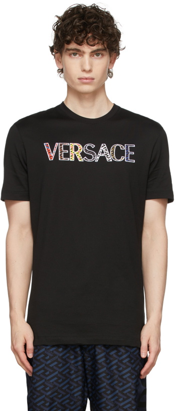 Photo: Versace Black Cut Out Monogram Logo T-Shirt