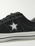 Converse - One Star Pro Leather-Trimmed Suede Sneakers - Black