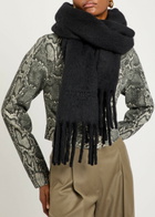 Givenchy Logo-embroidered Fringed Alpaca-blend Scarf - Black - One Size