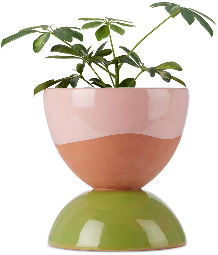 Photo: Tina Vaia Green & Pink Medium Chubby Planter