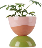 Tina Vaia Green & Pink Medium Chubby Planter