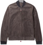 Kiton - Reversible Suede and Checked Virgin Wool Bomber Jacket - Brown