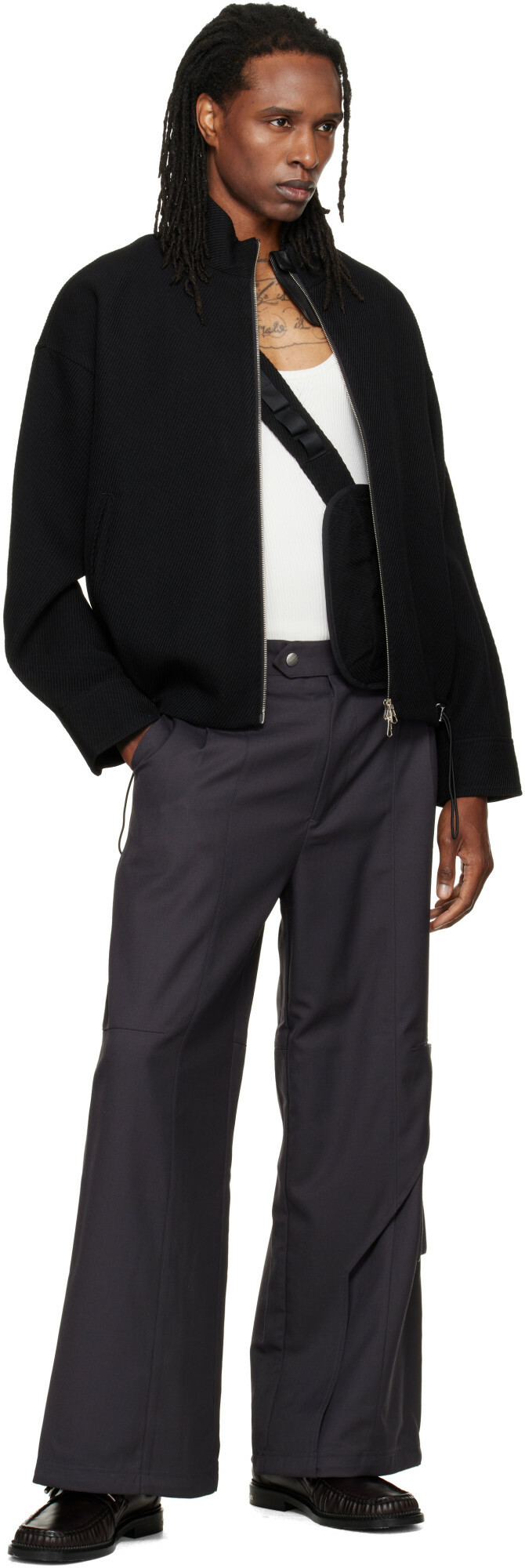NULLUS Black Messenger Bag Pocket Jacket