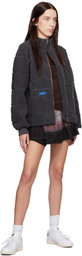 Dime Gray Coverstitch Sherpa Fleece Jacket