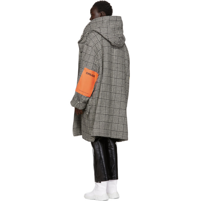 Raf Simons Black and White Houndstooth Padded Parka Raf Simons