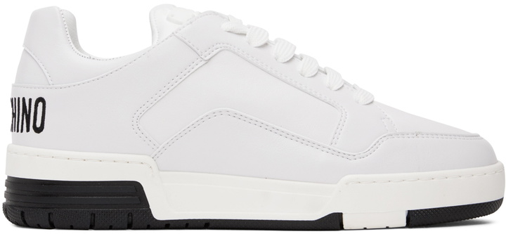 Photo: Moschino White Streetball Teddy Bear Sneakers