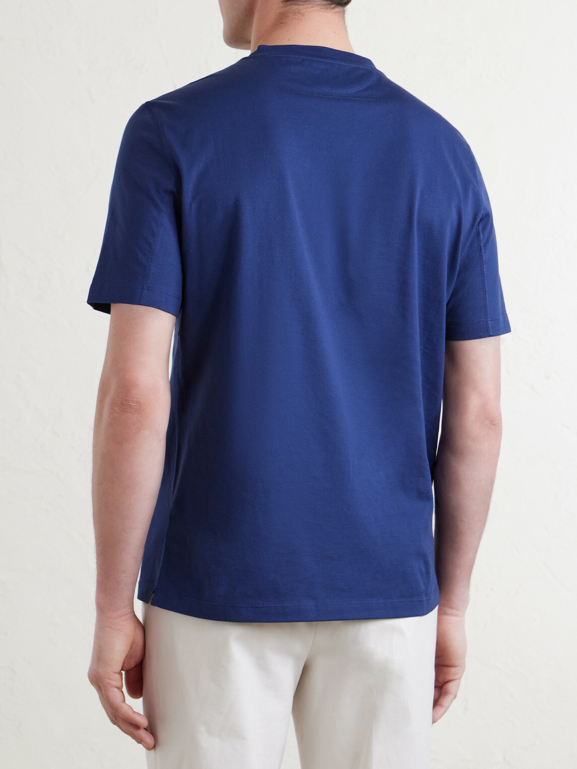 Brunello Cucinelli - Layered Logo-Print Cotton-Jersey T-Shirt - Blue