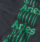 Aries - Logo-Print Fleece-Back Cotton-Jersey Sweatpants - Black