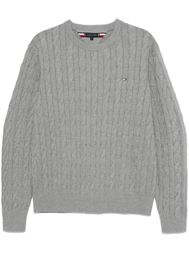 Vintage 90'S Tommy Hilfiger cotton knit sweater, size M, men's cotton navy blue type Vintage Second Hand