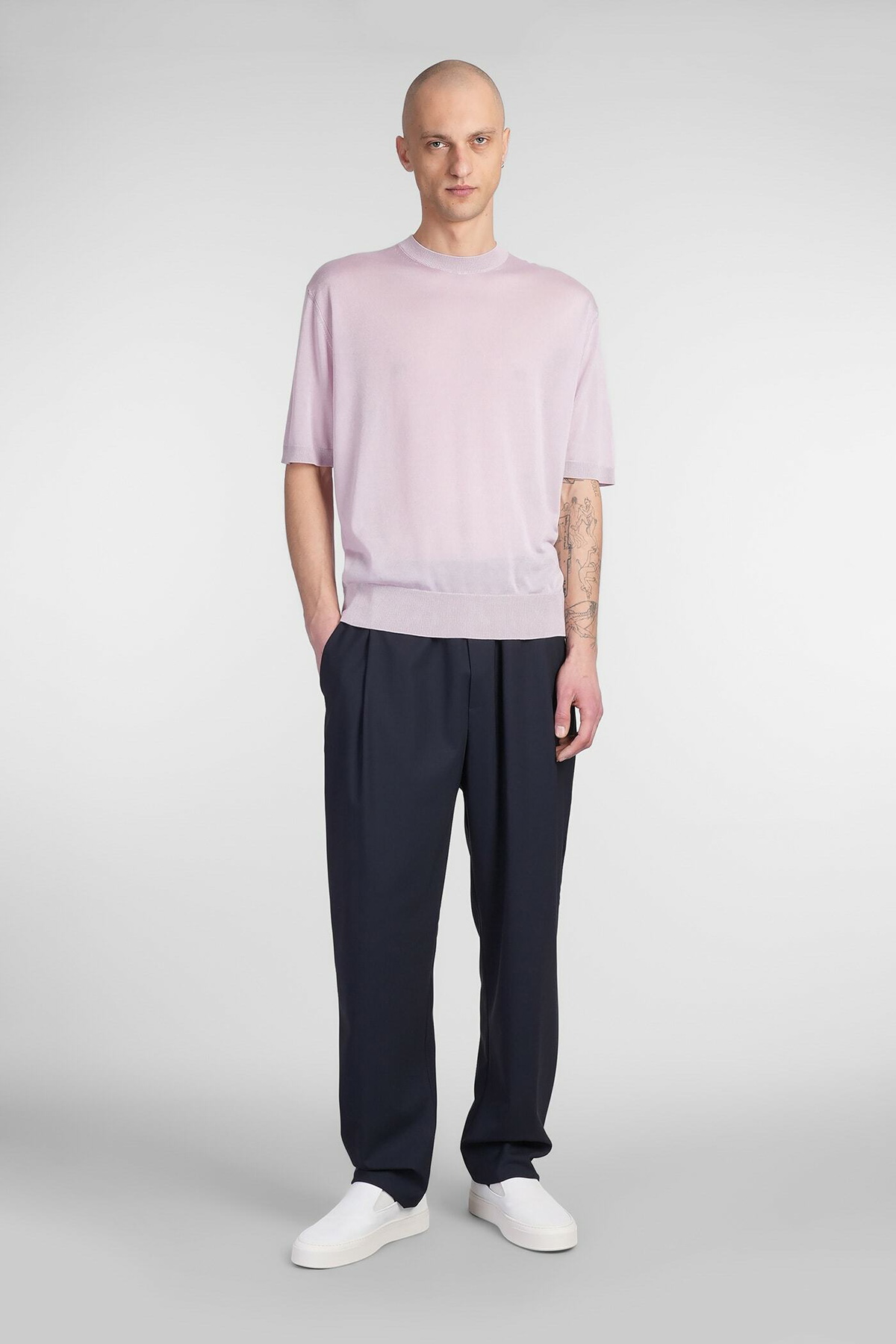 Laneus T-shirt In Lilla Wool And Polyester