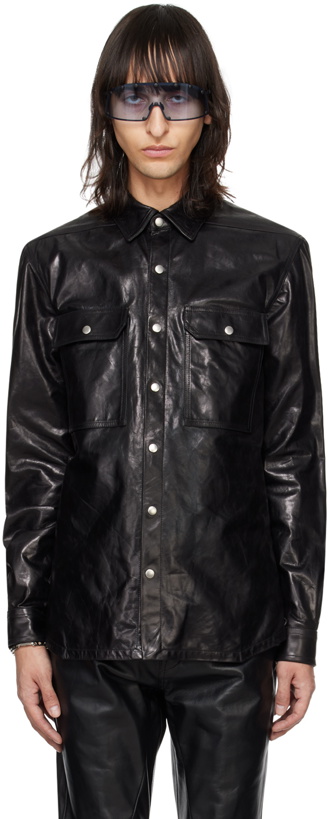 Photo: Rick Owens Black Press-Stud Leather Shirt