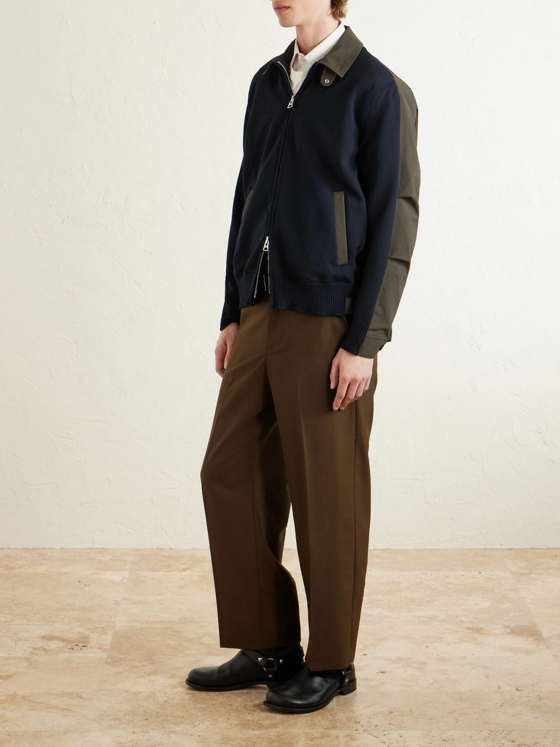 Sacai - Knitted and Shell Jacket - Blue