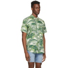 Levis Off-White and Green Tropical Fern Sunset One Pocket Short Sleeve Shirt