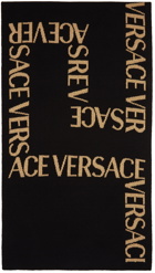 Versace Black & Gold Greca Jacquard Scarf