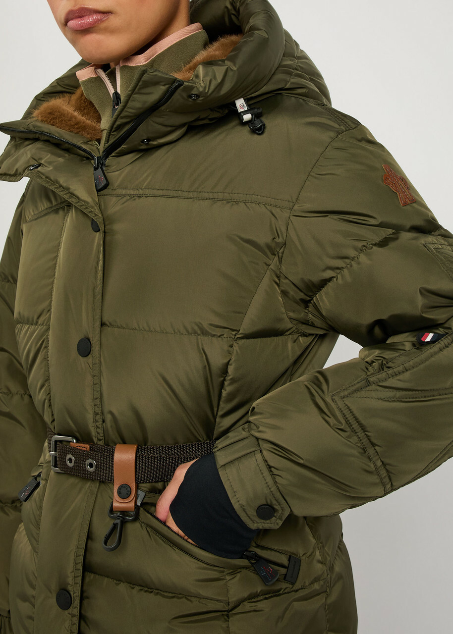 Moncler Salastrains Belted Padded Shell Jacket Green Dark