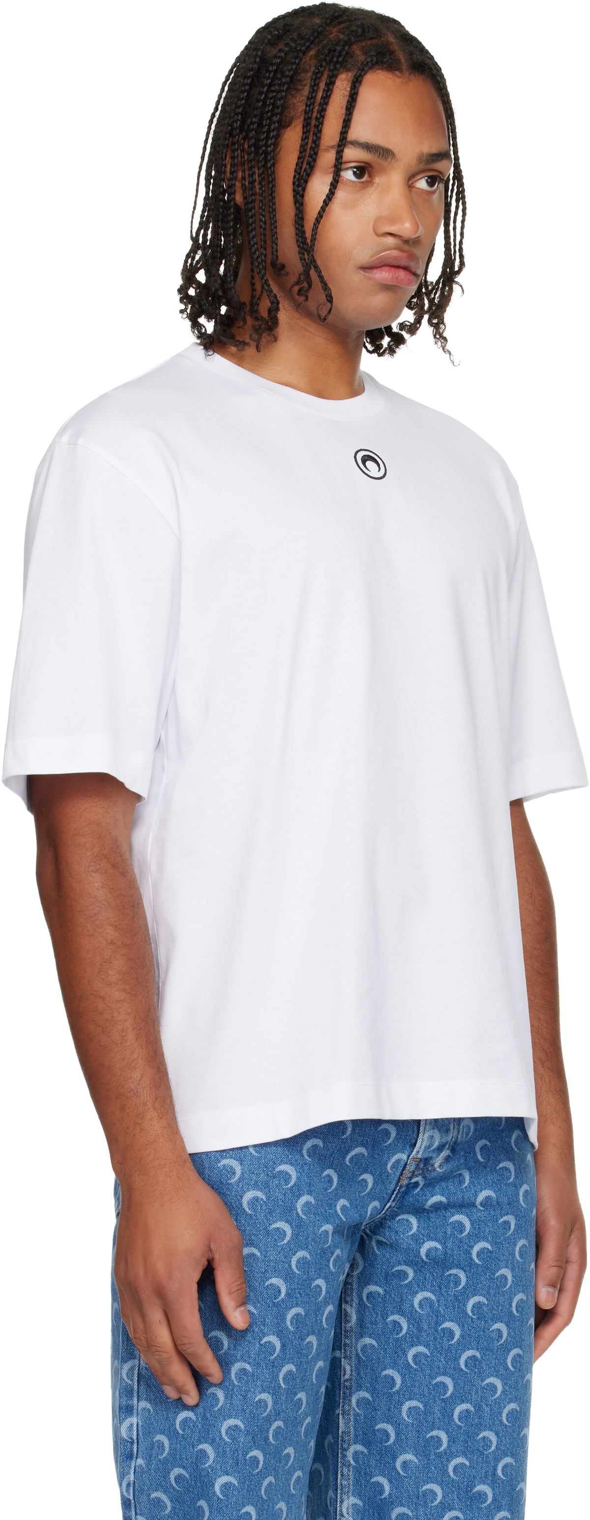 Marine Serre White Moon Logo Jersey Loose Fit S/S T-Shirt