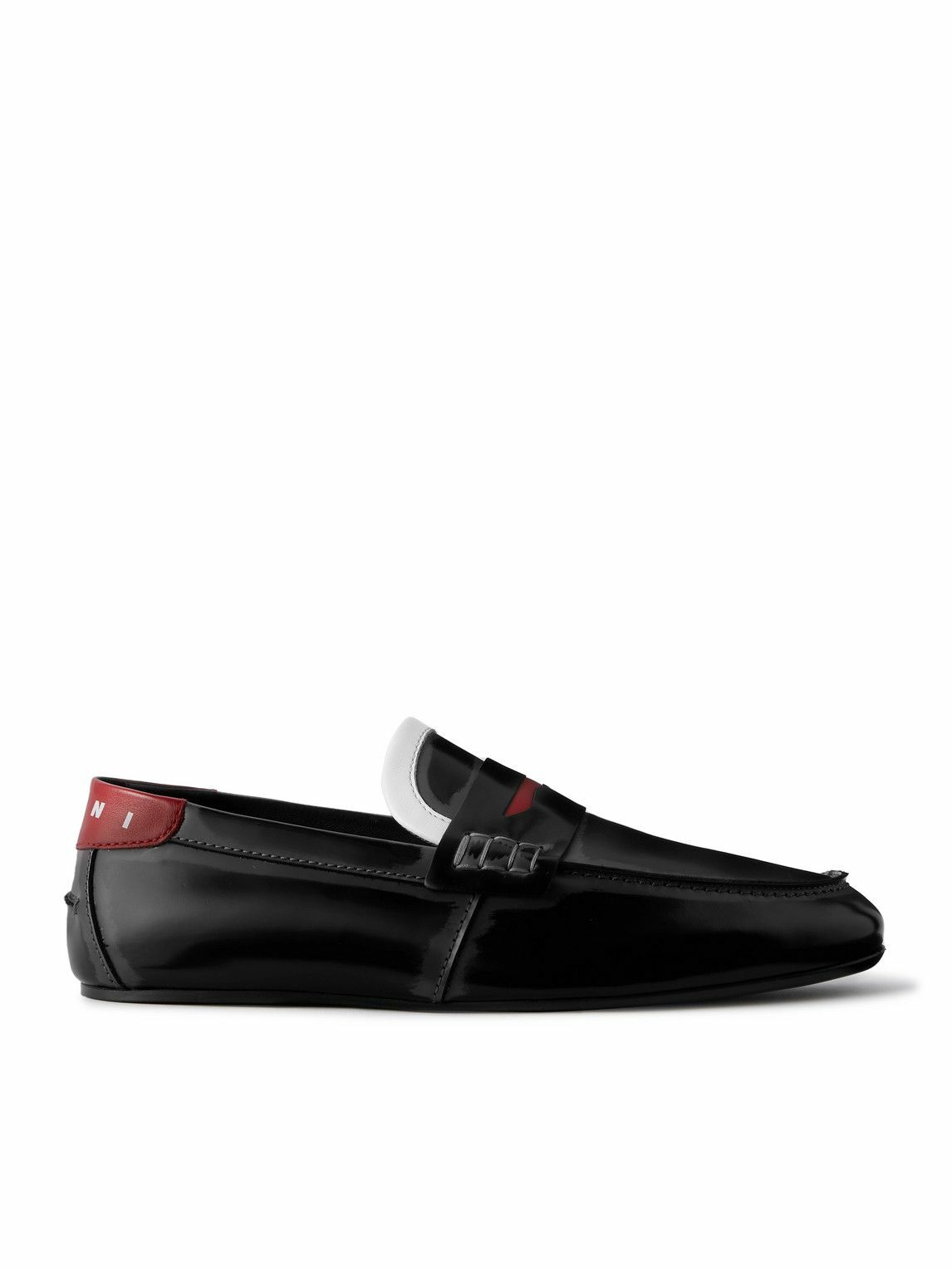 Marni - Logo-Print Glossed-Leather Loafers - Black