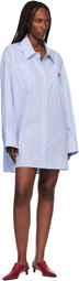 Off-White Blue Striped Poplin Shirt Minidress