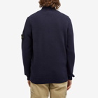 Stone Island Men's Lambswool Quarter Button Knit in Navy Blue