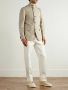 Dunhill - Slim-Fit Herringbone Cotton and Mulberry Silk-Blend Jacket - Neutrals