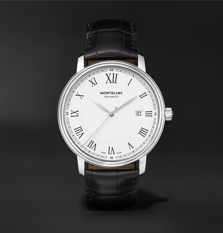 Photo: Montblanc - Tradition Automatic 40mm Stainless Steel and Alligator Watch, Ref. No. 112609 - White
