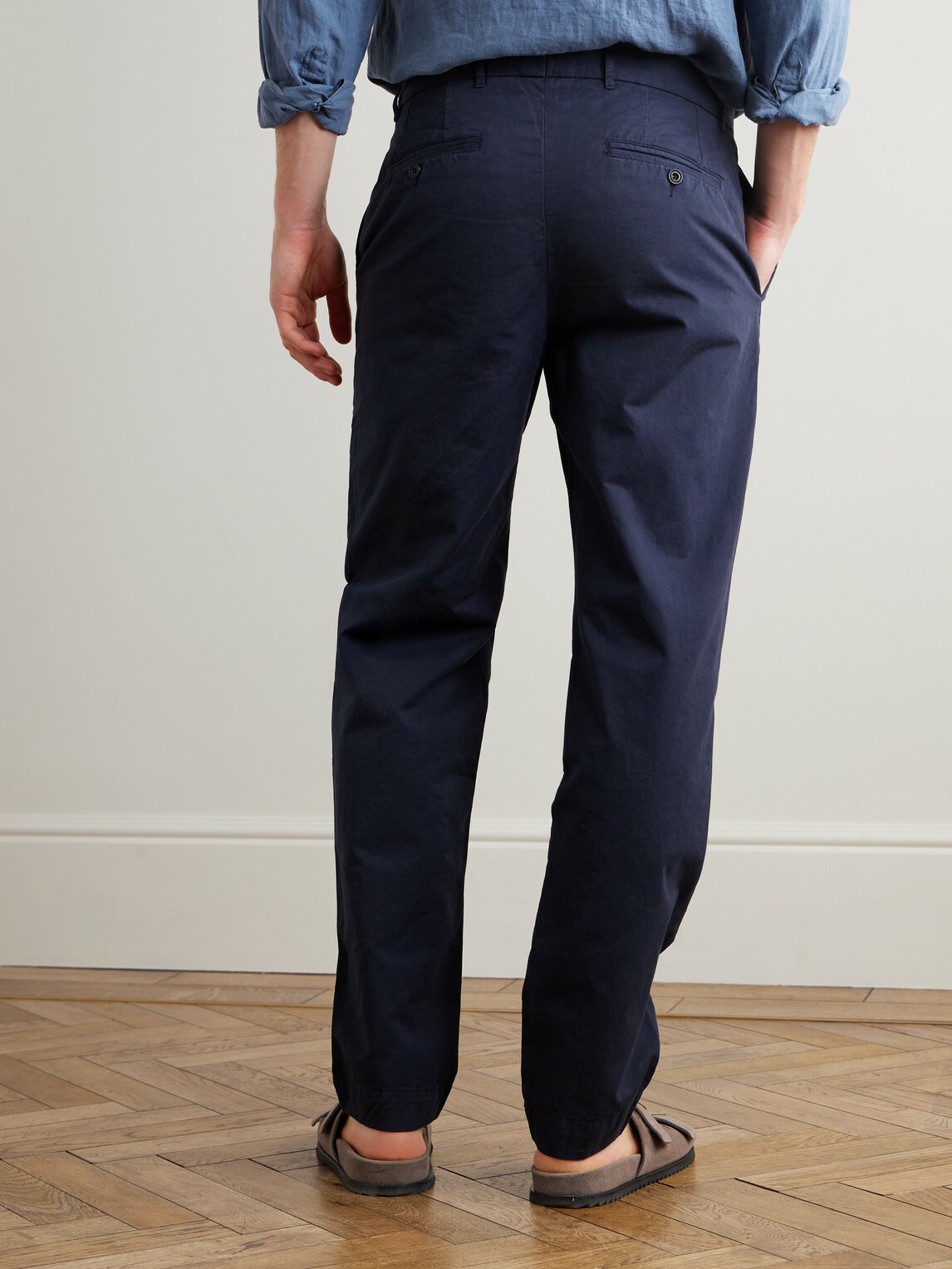 Hartford - Taylor Straight-Leg Cotton-Gabardine Trousers - Blue