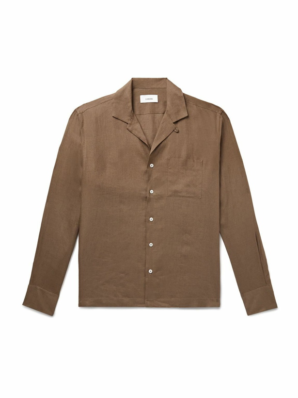 Photo: Lardini - Convertible-Collar Linen Shirt - Brown