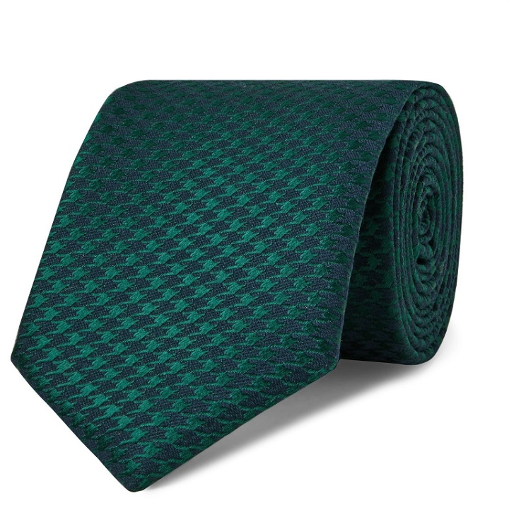 Photo: Charvet - 7.5cm Houndstooth Silk and Wool-Blend Tie - Green