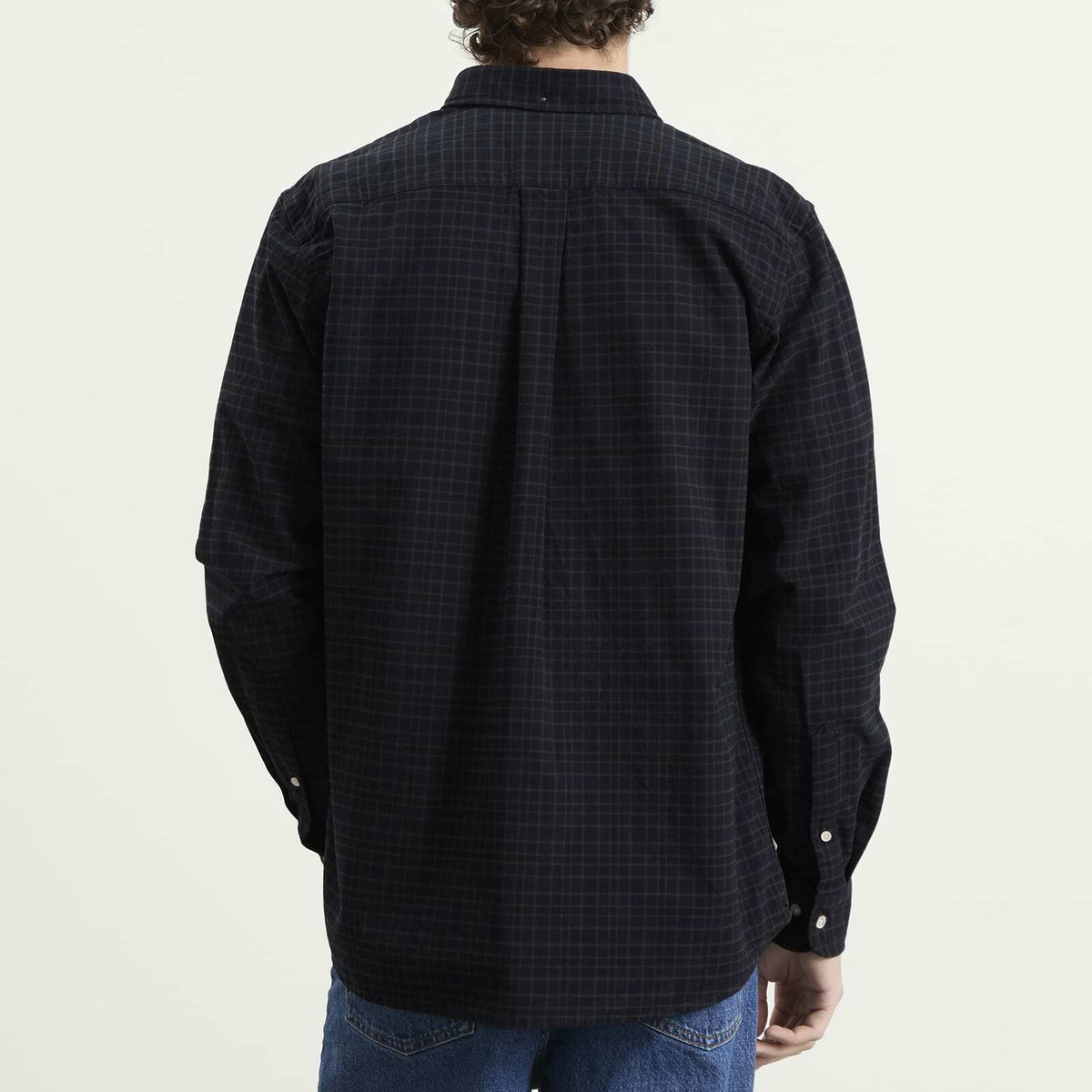 Foret Men's Creek Heavy Flannel Check Overshirt in Navy