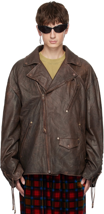 Photo: Acne Studios Brown Laced Leather Jacket