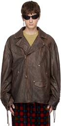 Acne Studios Brown Laced Leather Jacket