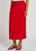 Polo Ralph Lauren Shirred Woven Midi Skirt Red