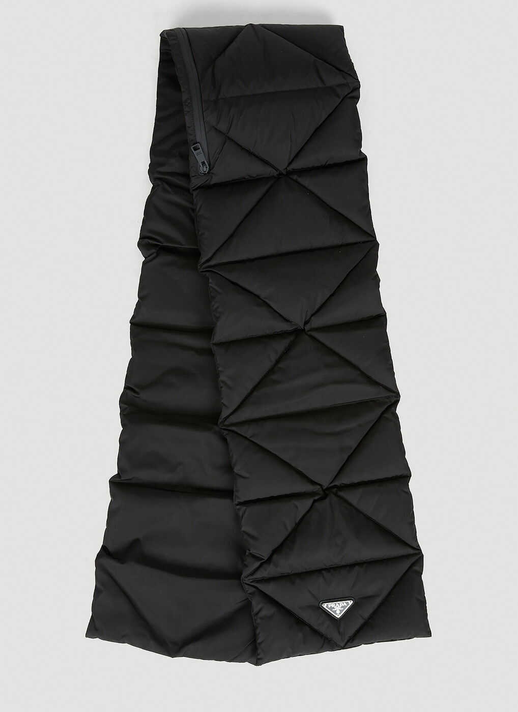 Re-Nylon Quilted Hooded Scarf in Black Prada