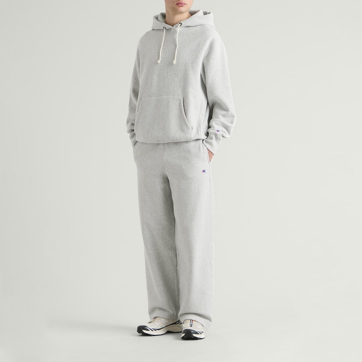 Champion Men's Reverse Weave Wide Leg Sweat Pants in Grey Marl