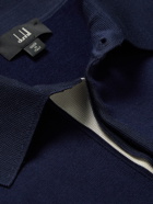 DUNHILL - Logo-Appliquéd Mulberry Silk-Trimmed Cotton Polo Shirt - Blue