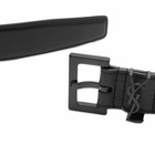 Saint Laurent Men's Metal Logo Leather Belt in Black