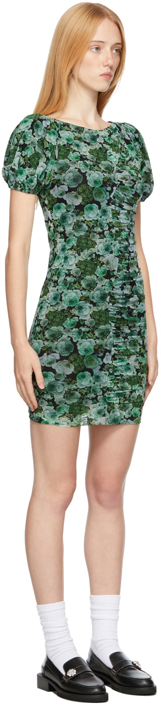 GANNI Green Mesh Floral Dress GANNI