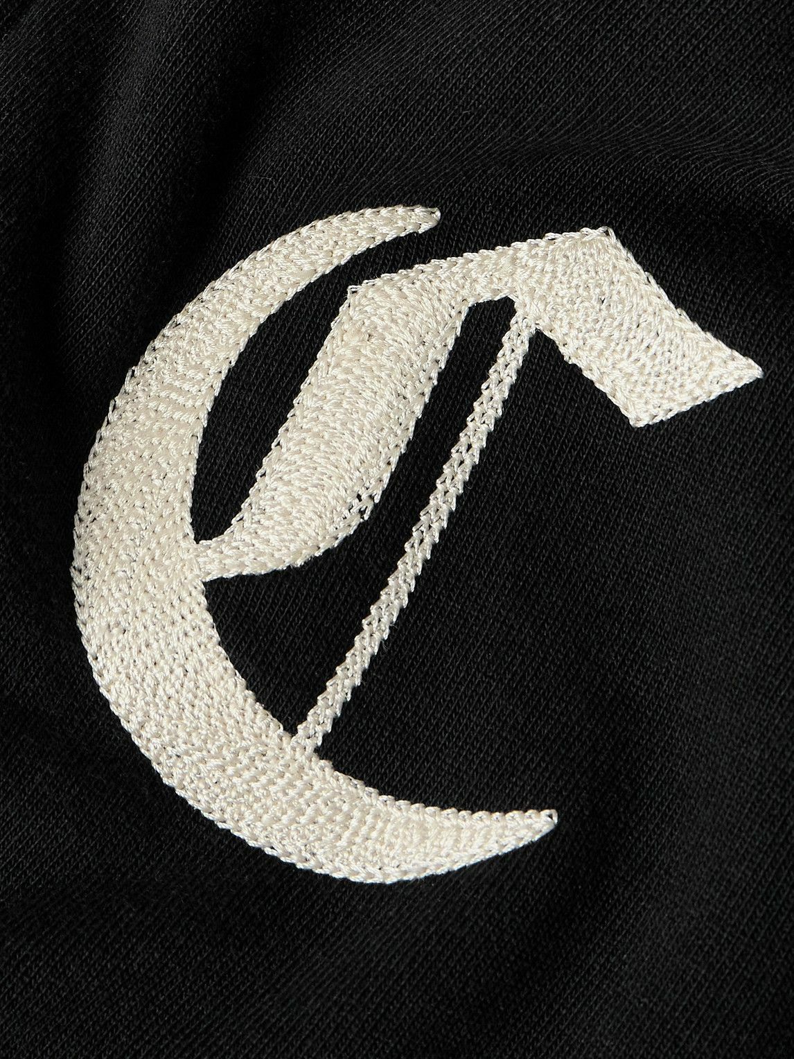 CELINE - Logo-Embroidered Cotton-Jersey Zip-Up Hoodie - Black