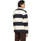 AMI Alexandre Mattiussi Navy and Off-White Striped Rugby Polo