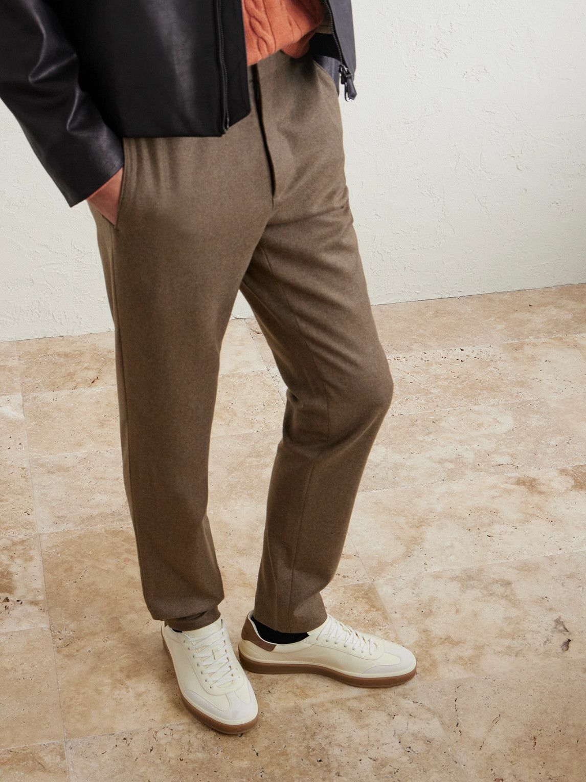 Loro Piana - Tennis Walk Suede-Trimmed Leather Sneakers - White
