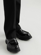 Alexander McQueen - Embellished Polished-Leather Penny Loafers - Black