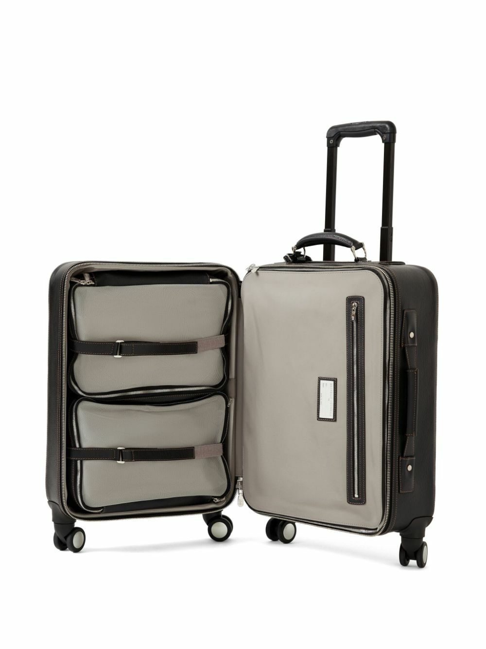 Brunello Cucinelli Black Logo-Embossed Leather Suitcase Brunello