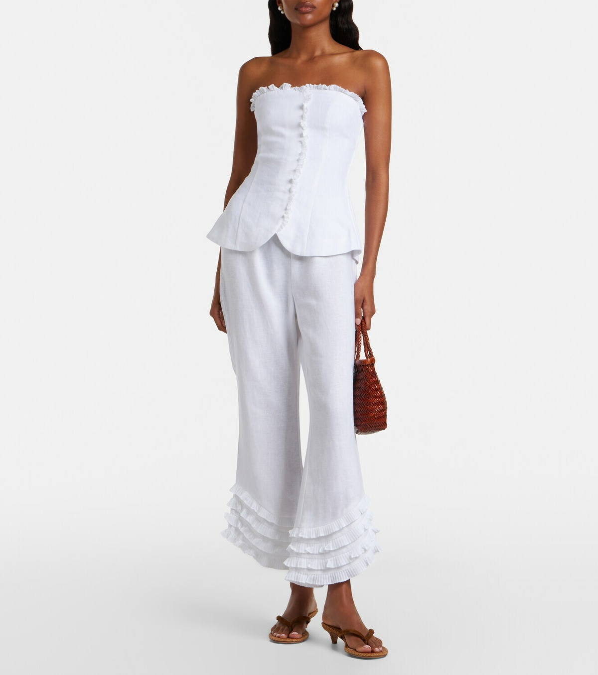 Posse Florence ruffled linen top